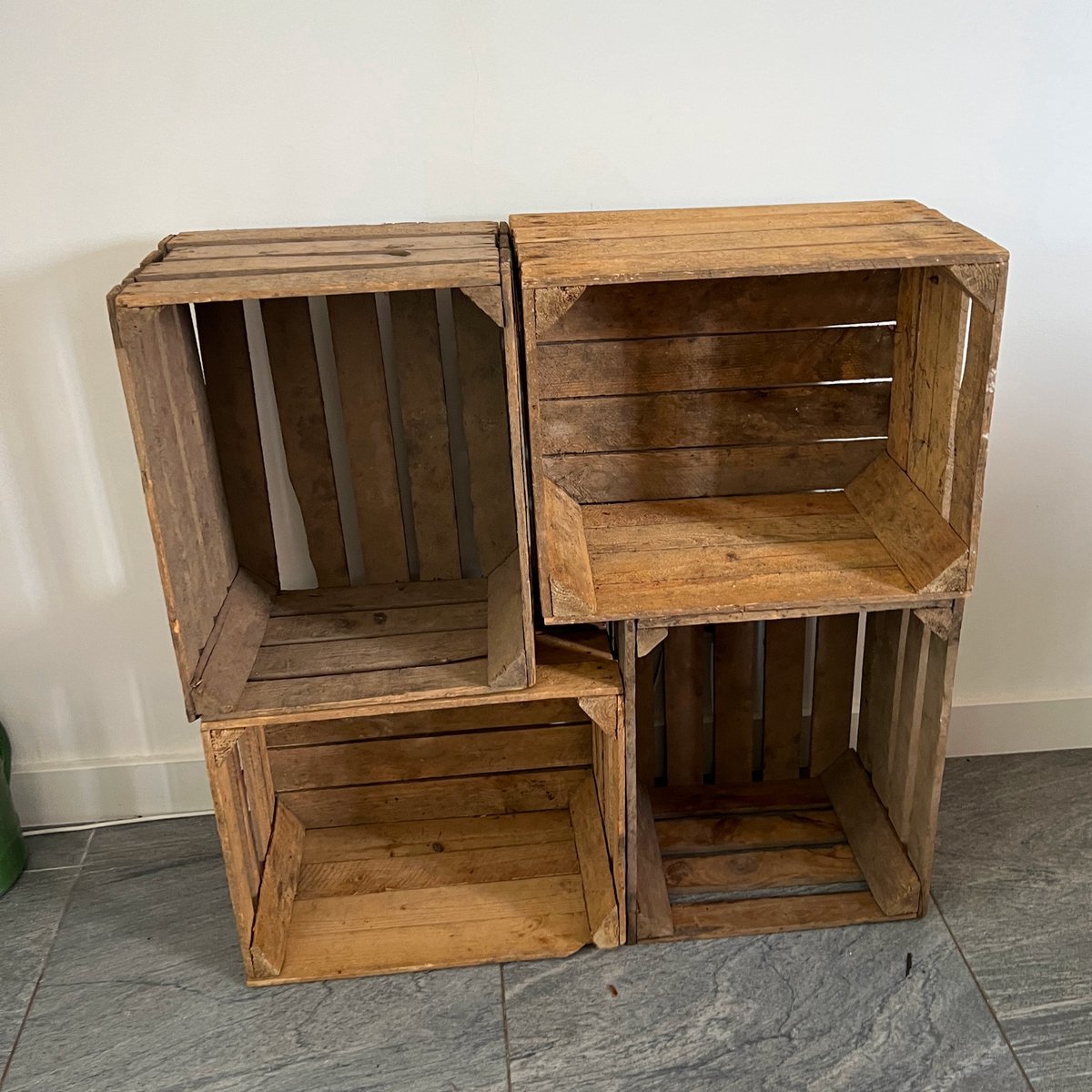 4x gebruikte/oude/vintage fruitkist 50x40x30 cm - set van 4 stuks