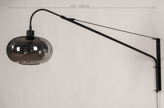 Lumidora Wandlamp 31009 - Voor binnen - OSLO - E27 - Zwart - Grijs - Metaal