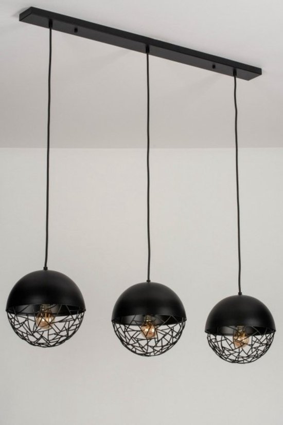 Lumidora Hanglamp 73402 - BARCELONA - 3 Lichts - E27 - Zwart - Metaal