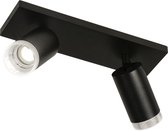 Lumidora Opbouwspot 31413 - DANI - 2 Lichts - GU10 - Zwart - Transparant - kleurloos - Kunststof - Badkamerlamp - IP21
