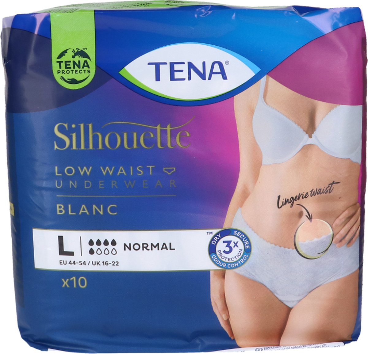 Goedkoopste Voordeelverpakking 4 X TENA Silhouette Norm wit - Lage Taille - Large, 10st (795610