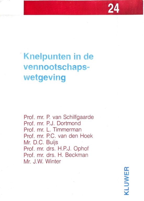 Knelpunten in de vennootschapswetgeving - cover