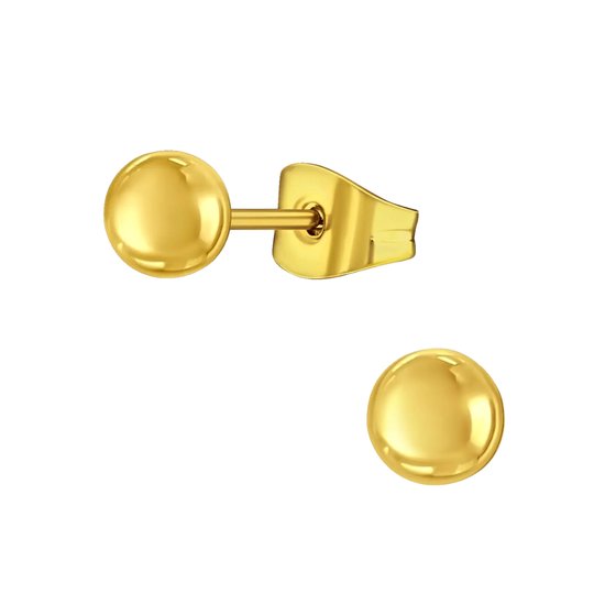 Aramat Jewels - Goudkleurige Bolletjes Oorbellen - Chirurgisch Staal - 5mm - Unisex Design - Tijdloos Elegant - Voor Hem en Haar - Cadeau - RVS - Stainless steel