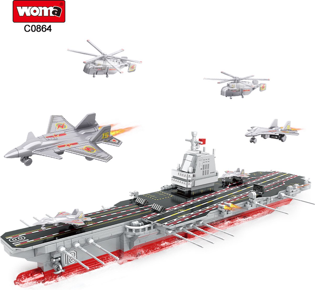Woma Aircraft Carrier Vliegdekschip Bouwpakket Bouwblokken Bouwset 3D puzzel Mini blokjes Compatibel met Lego bouwstenen 838 Stuks