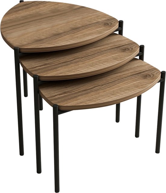 Stijlvolle Woody Fashion Nesting Table - Walnoot | 3-delige set