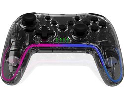 Pro Controller Draadloos - draadloze schakelaar controller - Geschikt voor Nintendo Switch Controllers - Controller Switch Support Turbo - up-functie en verstelbare LED (transparant zwart)
