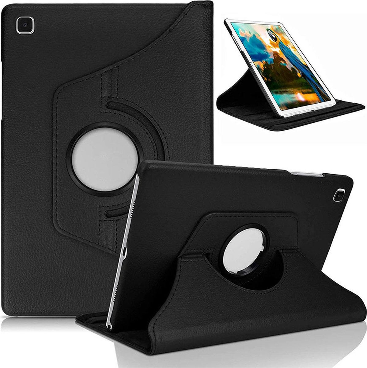 Waeyz - Hoes geschikt voor Samsung Tab A9 - 360° draaibaar bookcase - Zwart – 8.7 inch cover beschermhoes met standfunctie
