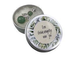 Geluksengel,Een GELUKSengeltje voor jou,aventurijn,edelsteen, doosje,blikje,Geluk, vertrouwen, steun,troost,verdriet,zorgen,engel,beschermengel,klein kadootje,beterschap,sterkte,bescherming,beschermengeltje,