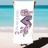 Strandlaken-badhanddoek-kind zwemdiploma-hoera ik heb mijn c-meisjes-cadeau afzwemmen-handdoek voor kinderen