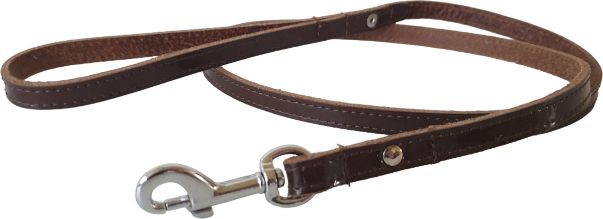ALOKÉ Hondenriem / Hondenlijn - Lakleder - Bruin - S - Breedte: 10 mm - Lengte: 101 cm