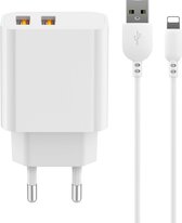 USB Lader met 2 Poorten + USB naar 8-PIN Kabel - Geschikt voor iPhone Oplader 1 Meter