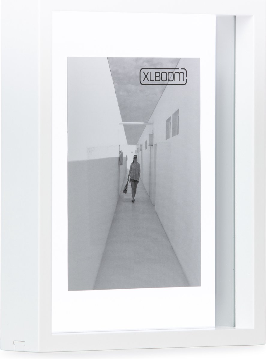 XLBoom Floating Box Fotolijst Wit 20x25cm - Zwevend houten frame met glas - Verkrijgbaar in wit en zwart - Tijdloze design fotolijst voor modern wonen