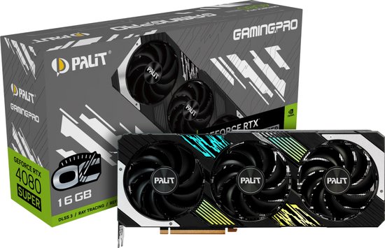Palit GeForce RTX 4080 SUPER GamingPro OC - Videokaart - 16GB GDDR6X - PCIe 4.0 - 1x HDMI - 3x DisplayPort