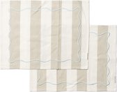 Riviera Maison Textielen Placemats Beige verticale strepen patroon - Capri tafeltextiel met organisch blauw borduursel