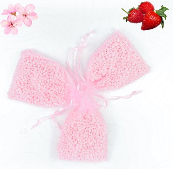 Geurzakjes voor Kledingkast - sweet strawberry - 3 luxe organza zakjes: 50 gram per zakje - Langdurig geur - Verschillende Geuren - Ophangbaar - Multikleur - Geurbuiltjes - Wehl Commerce