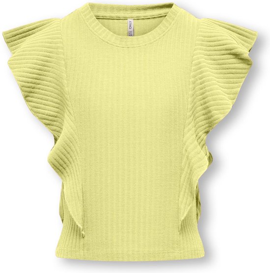ONLY KOGNELLA S/L SHORT RUFFLE TOP JRS Meisjes T-shirt - Yellow Pear - Maat 110/116