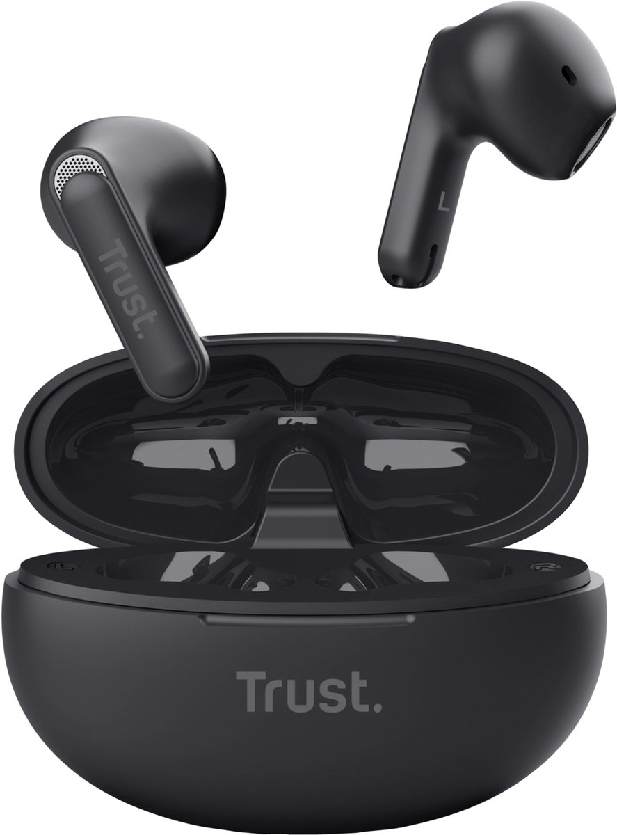 Trust Yavi Bluetooth Earphones - Volledig Draadloze Oordopjes met Noise-Cancelling Microfoons - Zwart