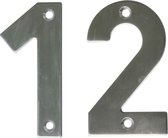 AMIG Huisnummer 12 - massief Inox RVS - 10cm - incl. bijpassende schroeven - zilver