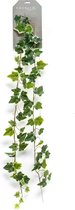 Emerald kunstplant/hangplant slinger - Klimop/hedera - groen/wit - 180 cm lang - planten guirlandes