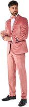 OppoSuits Vintage Pink Velvet Tuxedo - Heren Tuxedo Smoking met Vlinderdas - Chique - Roze - Maat: EU 54