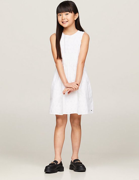 Tommy Hilfiger BRODERIE ANGLAISE MONOGRAM DRESS Robe Filles - White - Taille 14