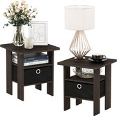 table d'appoint table de chevet avec tiroir, bois, marron foncé/noir, 39,37 x 39,37 x 44 cm