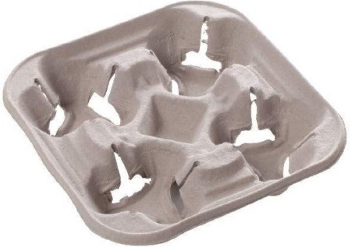 Kartonpulp bekerhouder 4-vaks - Bekers - draagtray voor bekers - 4 compartimenten - koffie - thee - koffiebekers - drinkbekers - 75 stuks