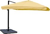 Cosmo Casa Zweefparasol - Horecaparasol - Polyester - Aluminium/Staal - 23kg - Flap - Crème - met Standaard - Draaibaar - 3x3m (Ø4.24m)