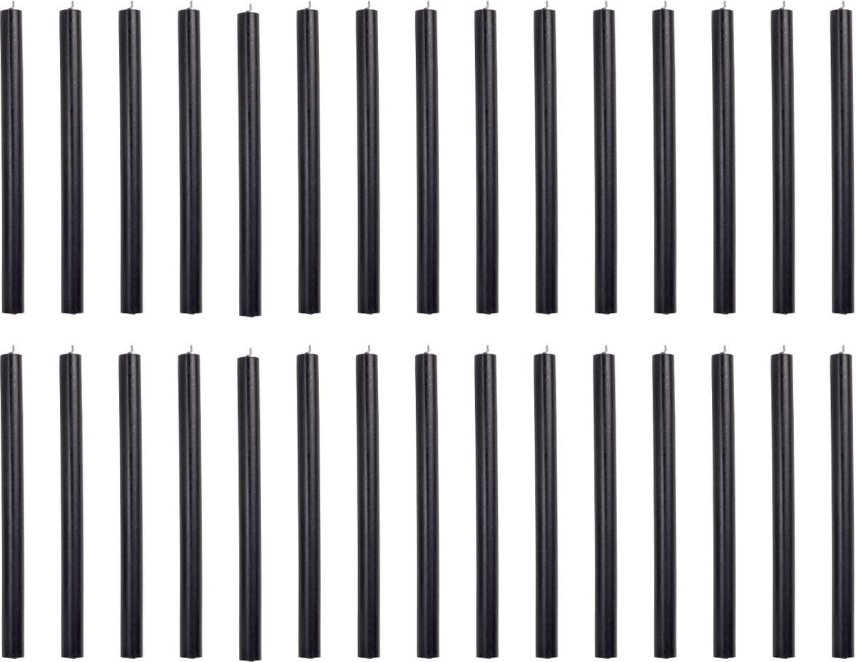 Rustik Lys chique lange dinerkaarsen pak van 30 stuks 2.1 x 30 cm kleur Zwart / Black
