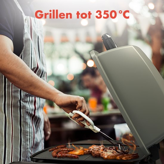KitchenBrothers Gas BBQ - Staand en Tafelmodel Barbecue - Tafelbarbecue - Anti-aanbaklaag - 37x48 cm Grilloppervlak - Zwart - KitchenBrothers