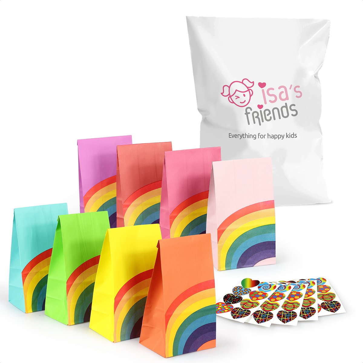 Isa's Friends® Uitdeelzakjes + Stickers - Regenboog - 40 stuks - Stevig Papier - Traktatie zakjes - Cadeauzakjes - Uitdeelzakjes Kinderfeestje — afbeelding 7