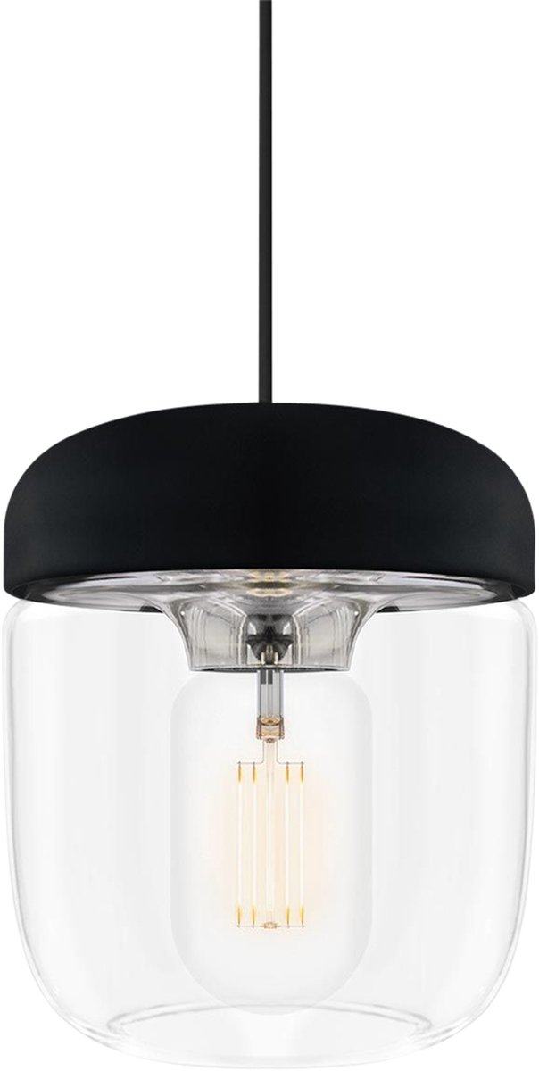 Umage Acorn hanglamp zwart met steel - met koordset zwart - Ø 14 cm