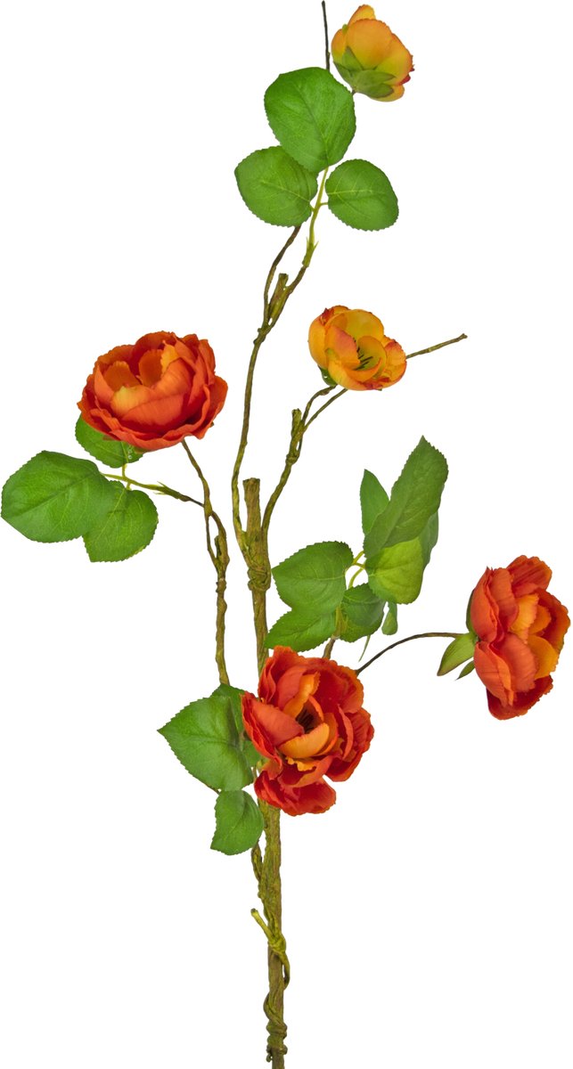 Easyplants Kunstroos vertakt 90 cm rood | Zijde | Nepbloemen | wit | Onderhoudsvrij | Kant-en-klaar