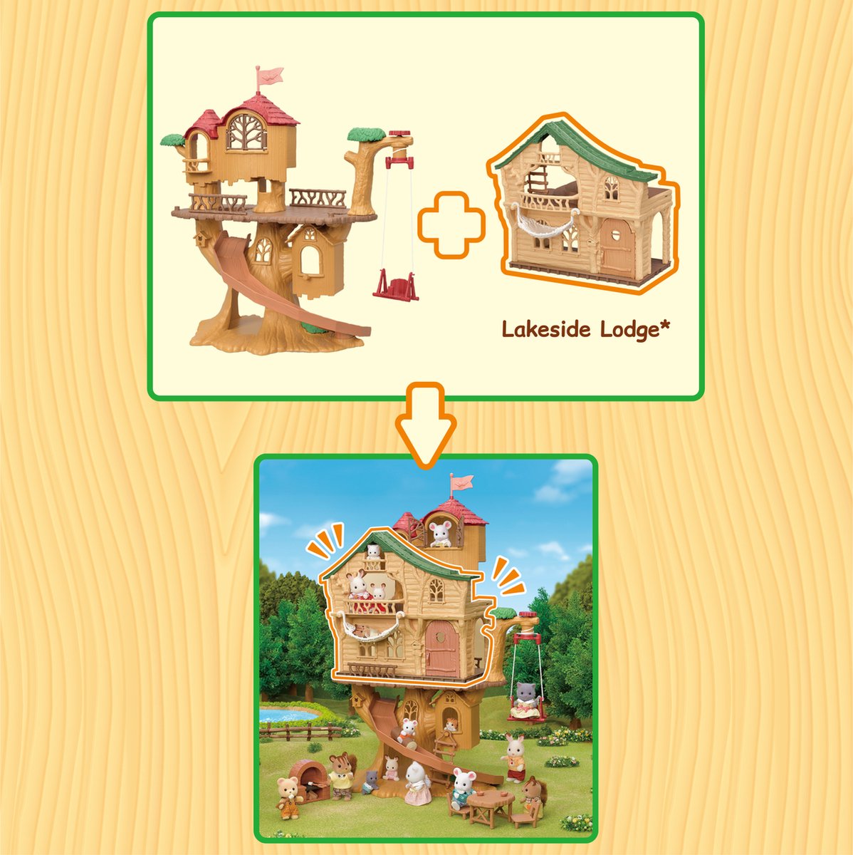 Sylvanian Families 5450 Avontuurlijke boomhut- te combineren met 5451 Blok hut — cadeau in Spellen & Speelgoed - foto 2