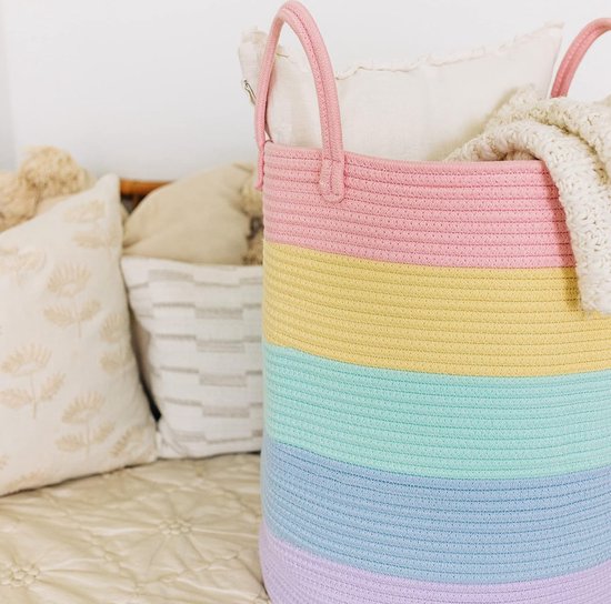 OrganiHaus Grote Dekentas 50x33cm - Regenboog Speelgoedmand & Baby
