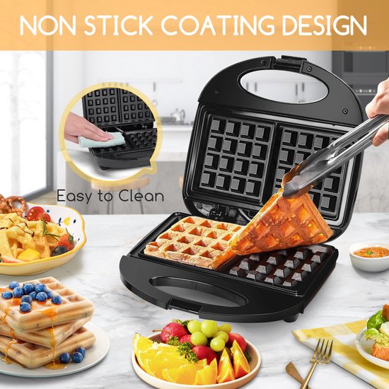Wafelijzer - Wafelmaker - 5 Wafels - 1000W - RVS - Aigostar