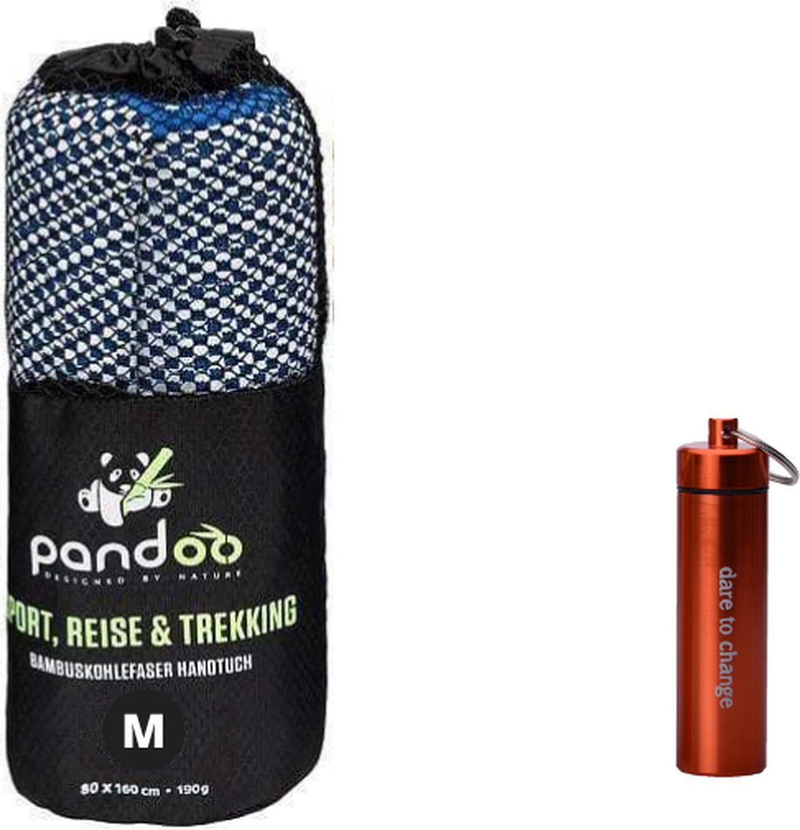 Pandoo Reishanddoek Blauw - M - Sneldrogend - Bamboevezel - Compact - Absorberend - Gecomprimeerde handdoekjes