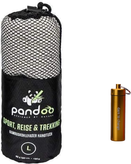 Pandoo Reishanddoek Grijs - Large 160 x 80 cm - Incl. 3 gecomprimeerde handdoekjes bamboe - Sneldrogend - Absorberend - Bamboovezel