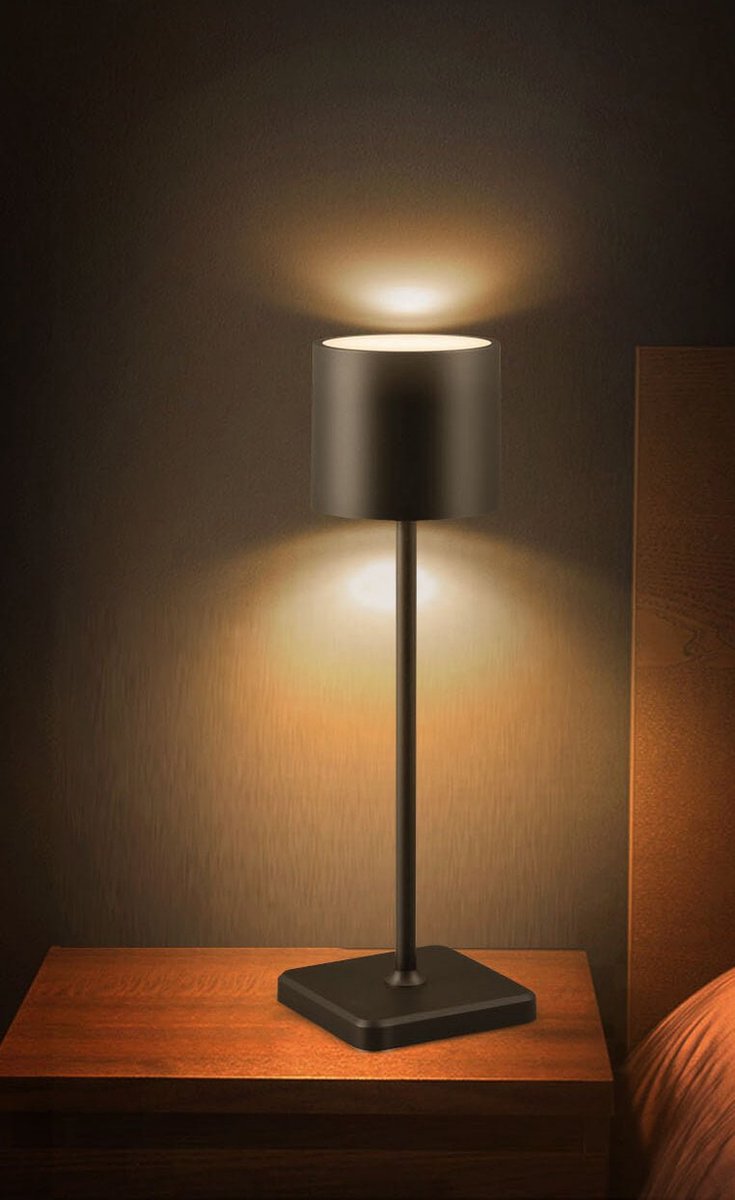 TouchDim Oplaadbare LED Tafellamp - Dimbaar via aanraking - Binnen en buiten - Zwart