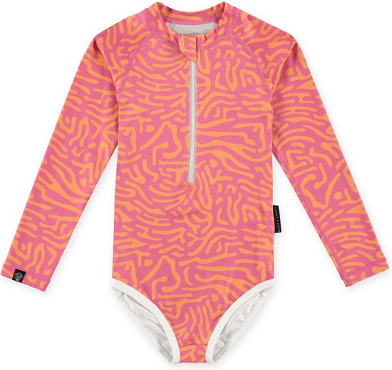 Beach & Bandits - Maillot de bain anti-UV pour filles - Manches longues - UPF50+ - Coral Pink - Rose - taille 116-122cm