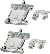 Katrollen-Schuifdeur-Meubilair -Accessoires-set van 2 schuifstukken voor kledingkastdeur-wielen-rollen-geleiders met schokdemperkussen