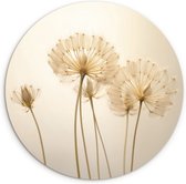 WallCircle® Wandcirkel 140x140 cm - Muurcirkel Paardenbloem - Botanisch - Bloemen - Planten - Natuurlijk - Aardtonen - Muurdecoratie cirkel woonkamer - Wanddecoratie slaapkamer - Kamer decoratie accessoires - Ronde schilderijen binnen