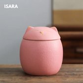 ISARA Luxueuze Mini Urn Hond Kat Vogel – Poezenurn – Keramiek – Urnen – Urn Voor Dieren – Urn Hond Overleden – Urn Kat – 130 ML – Roze