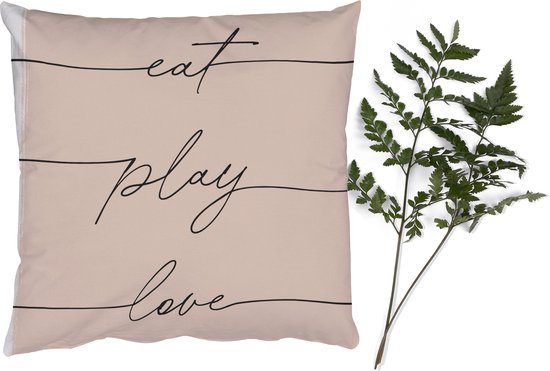 Sierkussens - Kussentjes Woonkamer - 60x60 cm - Tekst - Quotes - Eat play love - Eten