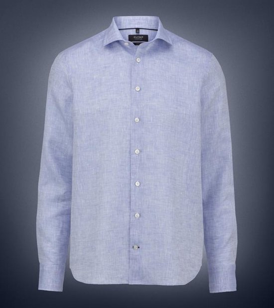 OLYMP - Chemise Signature Lin Bleu Clair - Homme - Taille 39 - Coupe moderne
