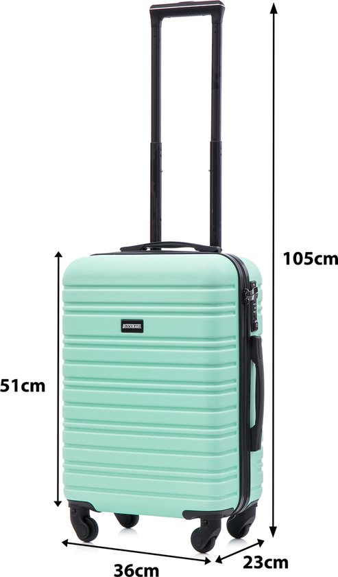 BlockTravel® Handbagage Koffer 39 liter – Trolley handbagage 58 cm – TSA-slot – Afneembare Wielen – 4 Spinner Wielen – Lichtgewicht – Mint groen