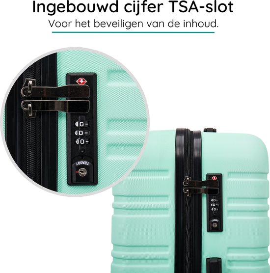 BlockTravel® Handbagage Koffer 39 liter – Trolley handbagage 58 cm – TSA-slot – Afneembare Wielen – 4 Spinner Wielen – Lichtgewicht – Mint groen