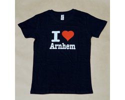 T-Shirt Zwart I Love Arnhem Dames - Souvenir & Relatiegeschenk - Maat L