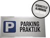 "Parking praktijk", 30 x 15 cm, geborsteld aluminium