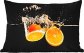 Buitenkussens - Sinaasappel - Stilleven - Water - Zwart - Fruit - 60x40 cm - Weerbestendig
